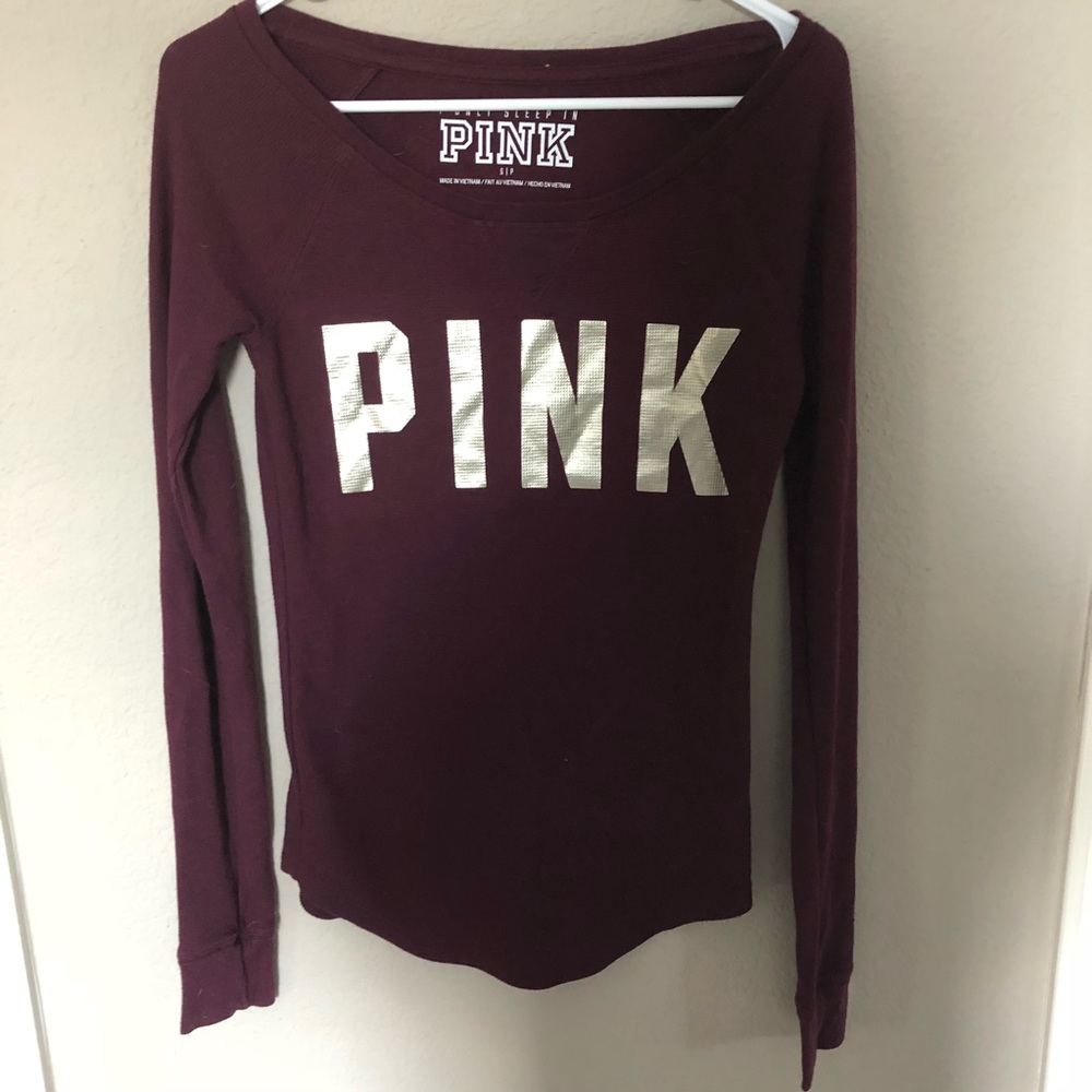 VS Pink long sleeve waffle knit tee